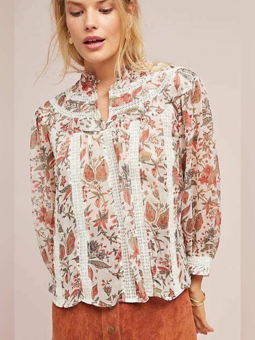ANTHROPOLOGIE | feather and bone | Elena lace sheer tip| size 12